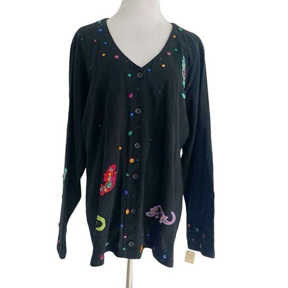 NEW Michael Simon Lite Size 2X Top Blouse Sweater Cardigan Button Up Art to Wear - Picture 1 of 7